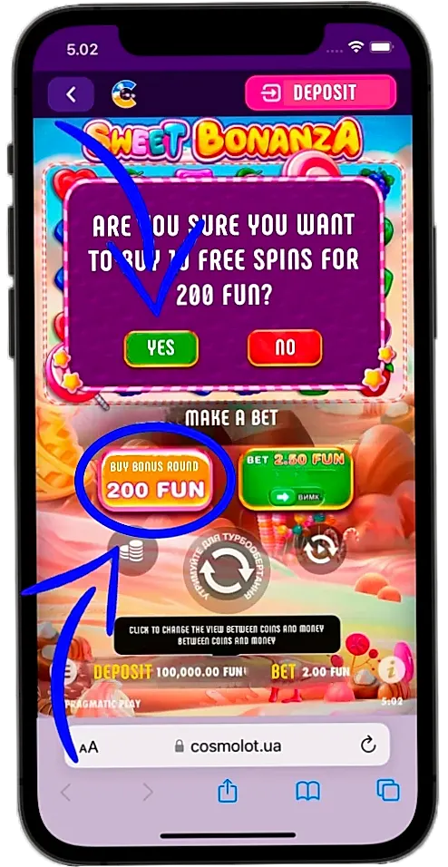 Sweet Bonanza free spins bonus round with multiplier bombs